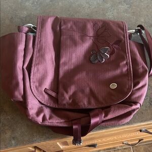 Haiku Burgundy Crossbody Bag with Floral Embroidery